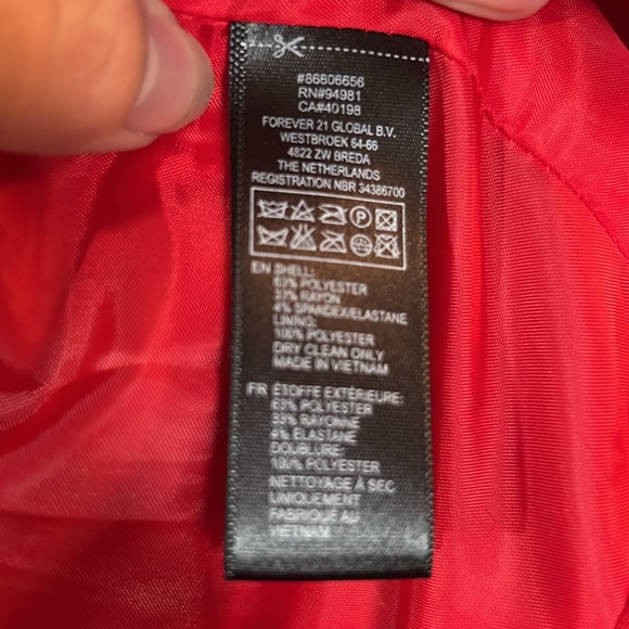 Forever 21 red power blazer girl boss size M business casual dressy - Picture 4 of 5